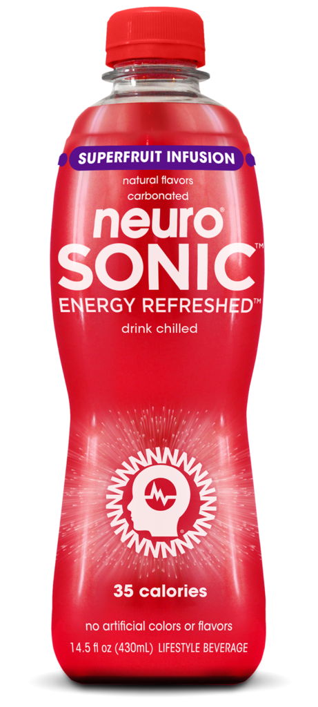 neuroSONIC | Superfruit Infusion | Functional Beverage for Focused Energy,  Lightly Carbonated, Vegan & Low Sugar; 16.9 Fl Oz (Pack of 12)